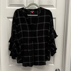 Vince Camuto Black and White Checkered Blouse